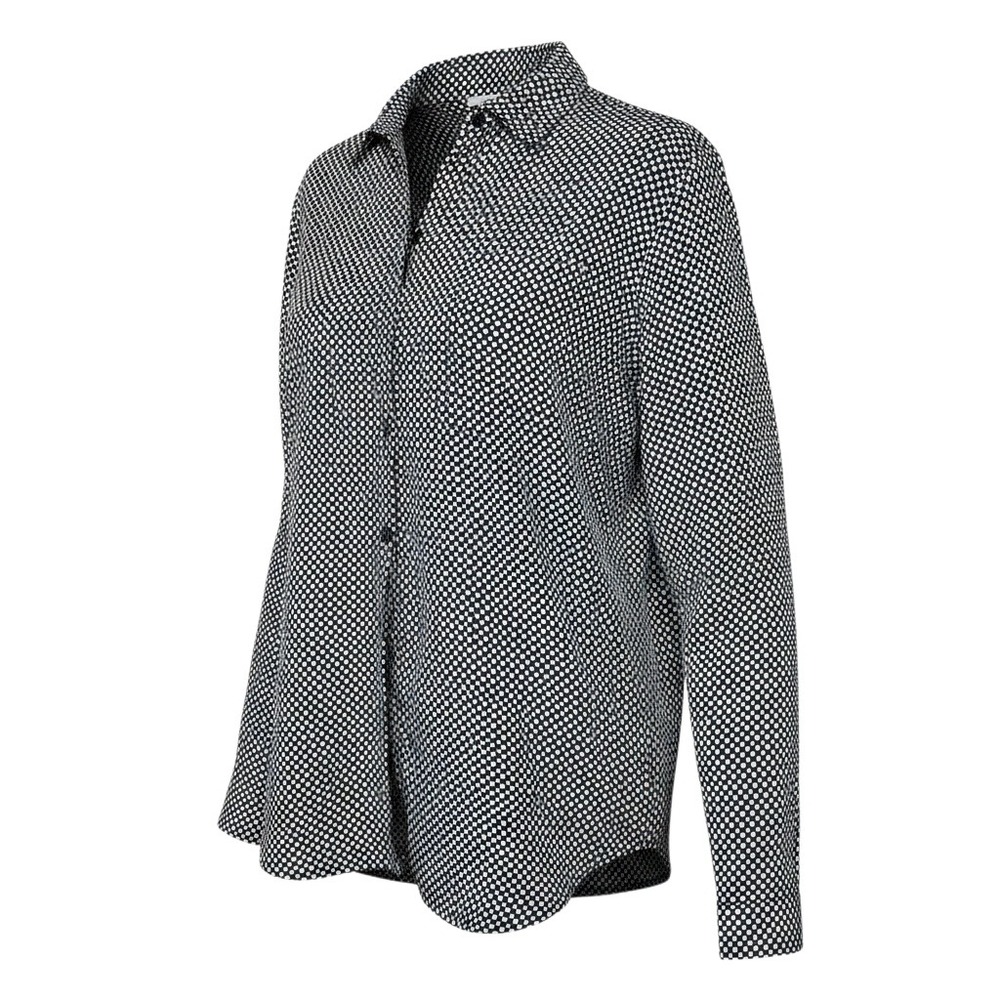 Liz Claiborne Womens Polka Dot Button Down Shirt Navy White Long Sleeve Blouse M